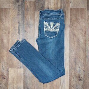 LA Star Jeans Junior Women Size 3 Rhinestone 5 Pocket Design Low Rise